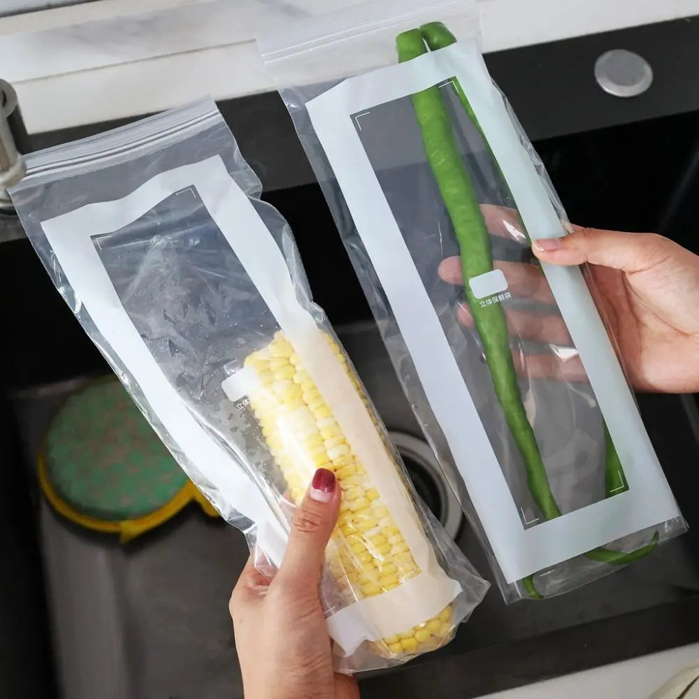 15/50Pcs Reusable Food Sealing Bags Moisture-proof Thickened Fruits Vegetables Fresh-keep Bags Long Strip Leakproof