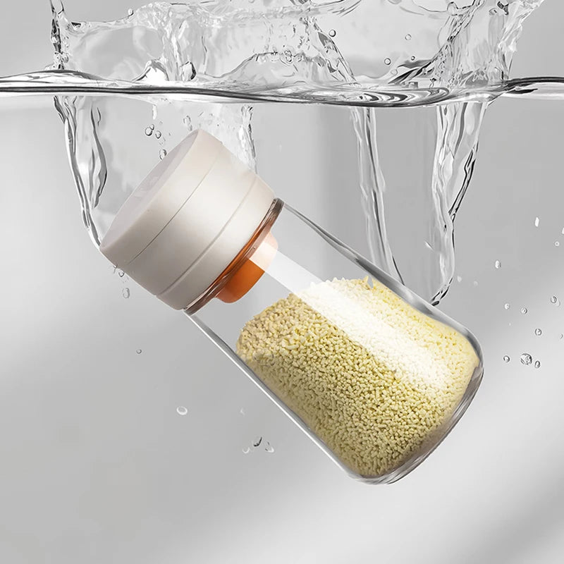 Salt Dispenser No Need Press Salt Tank Glass Sugar Bottle Shaker Canister Kitchen Seasoning Box Moisture-proof Salt Container