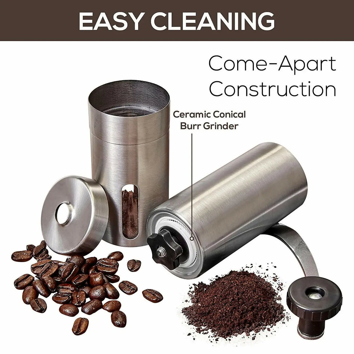 Manual Coffee Grinder with Ceramic Burr and Hand Crank