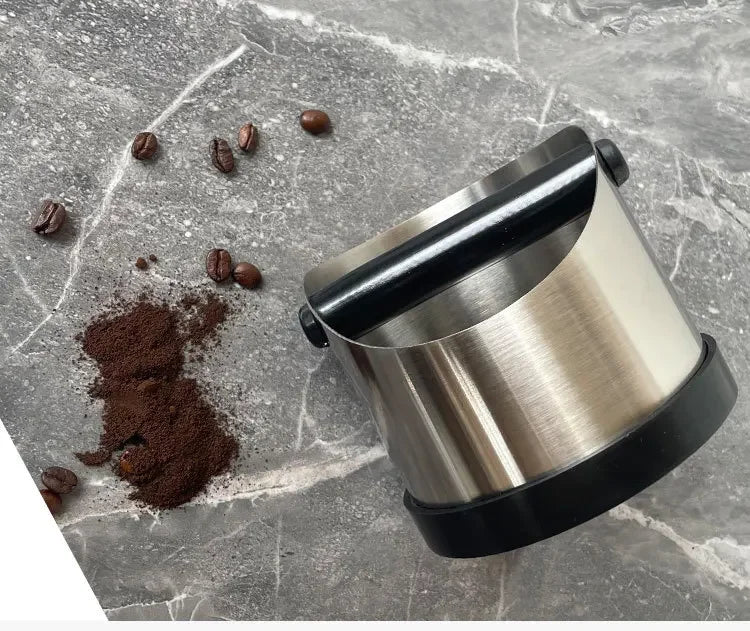 Stainless Steel Coffee Knock Box with Non-Slip Rubber Ring