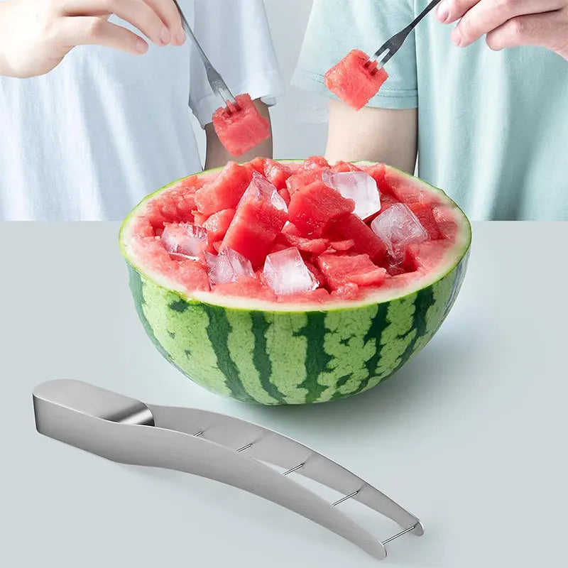 Stainless Steel Watermelon Cube Cutter Slicer, Fruit Knife for Melon Salads and Platters