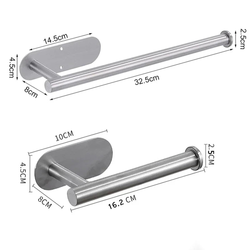 Adhesive Stainless Steel Kitchen Roll and Toilet Paper Holder