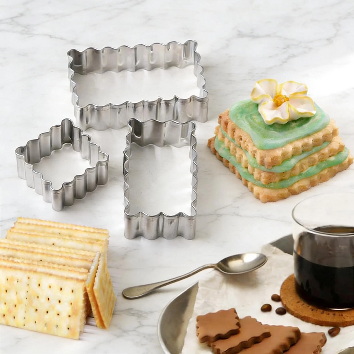Stainless Steel Cookie Cutter Set, Square and Rectangle