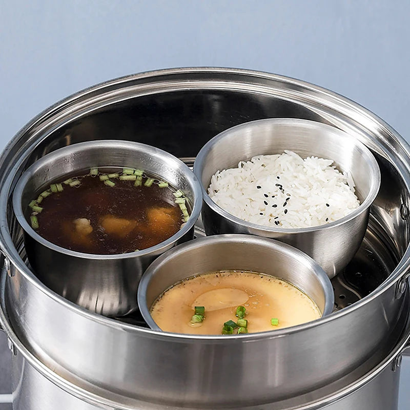 Stainless Steel Steamed Egg Bowl Ramen Rice Fruit Salad Stew Bowls with Lids Soup Cup Food Container Kitchen Tableware Supplies