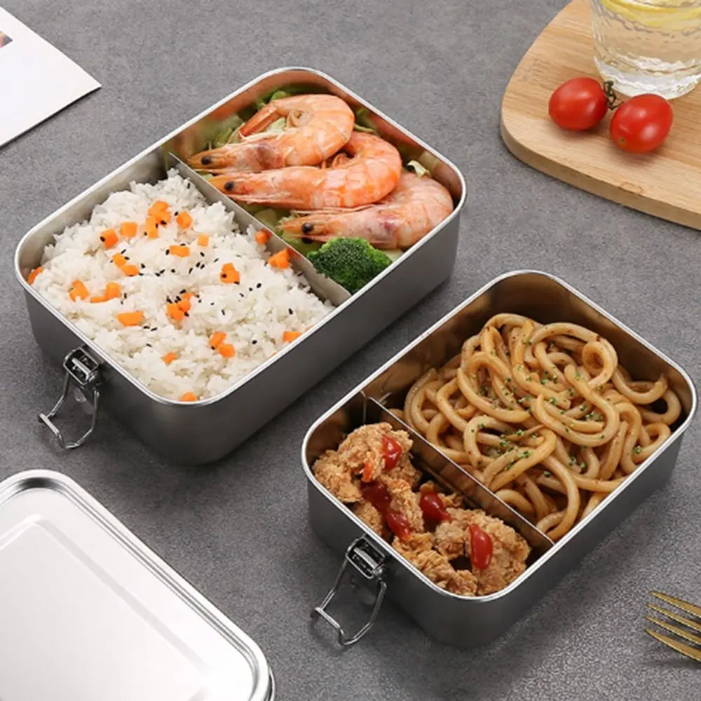 Stainless Steel Square Bento Box with Lid, Leak-Proof Lunch Container, 550 to 2400 ml