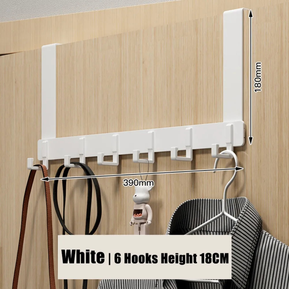 Over-the-Door Hook Rack, 6 Hooks for Coats, Hats and Towels