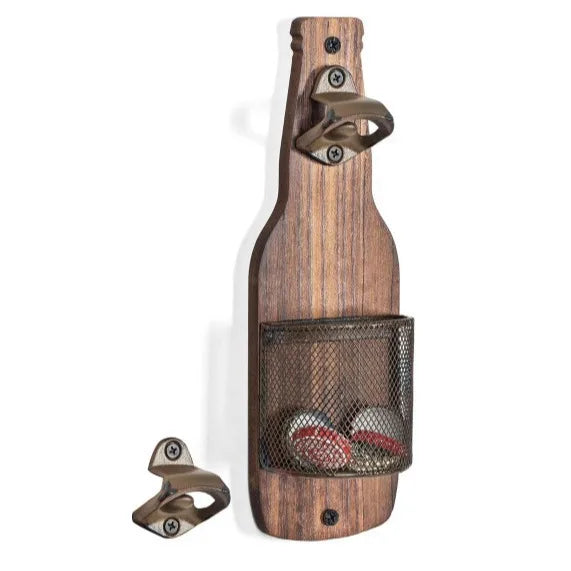 Wall-Mounted Bottle Opener with Cap Catcher