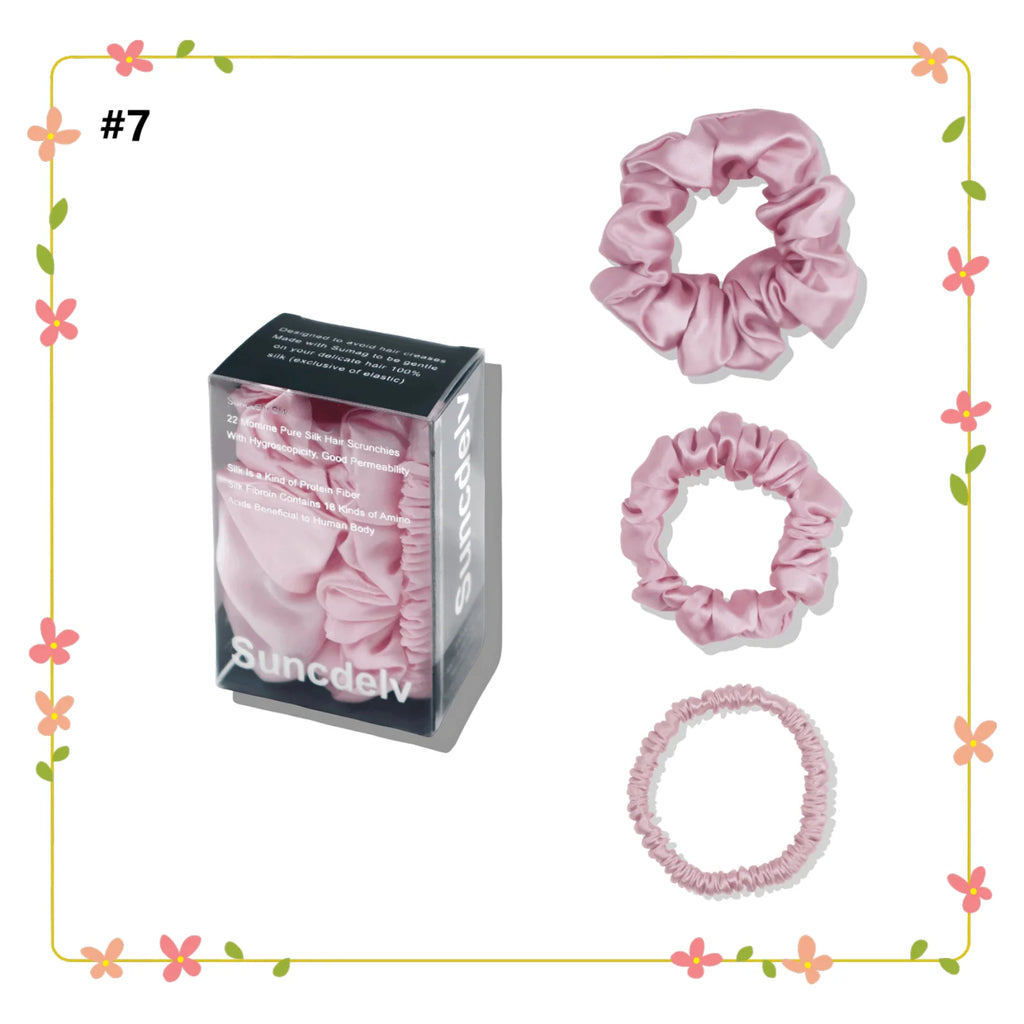 Silk Hair Scrunchies Set of 3, Widths 1cm, 2cm and 3cm