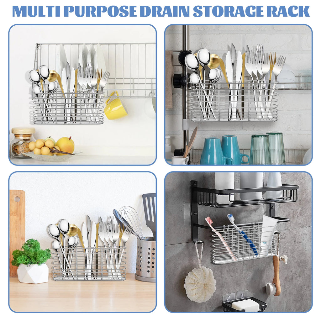 Stainless Steel Utensil Storage Rack, Hanging Cutlery and Chopstick Holder, 2, 3 or 4 Grid