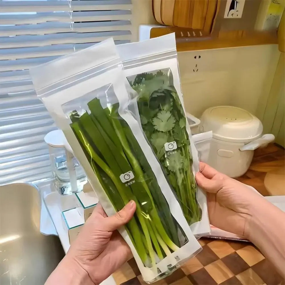 15/50Pcs Reusable Food Sealing Bags Moisture-proof Thickened Fruits Vegetables Fresh-keep Bags Long Strip Leakproof