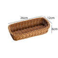 Faux Rattan Plastic Storage Basket Tray, Bread and Fruit Serving Basket, 3 Sizes