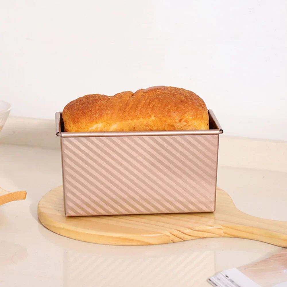 Nonstick Pullman Loaf Pan with Lid, Carbon Steel Corrugated Toast Tin, Small or Large