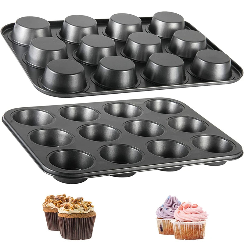 Nonstick 12 Cup Carbon Steel Muffin Tray, Cupcake Baking Pan