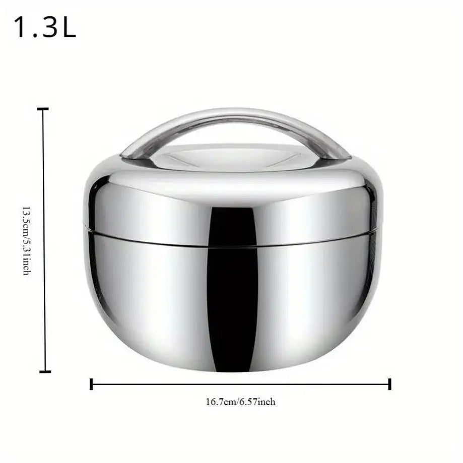 Insulated Stainless Steel Apple Lunch Box with Partition and Lid, 0.8, 1 or 1.3 L