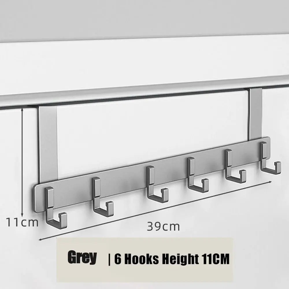 Over-the-Door Hook Rack, 6 Hooks for Coats, Hats and Towels
