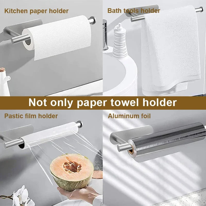Adhesive Stainless Steel Kitchen Roll and Toilet Paper Holder