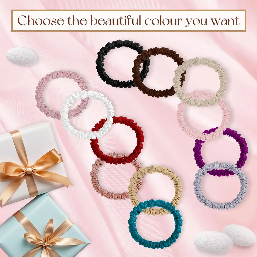Silk Hair Scrunchies Set of 3, Widths 1cm, 2cm and 3cm