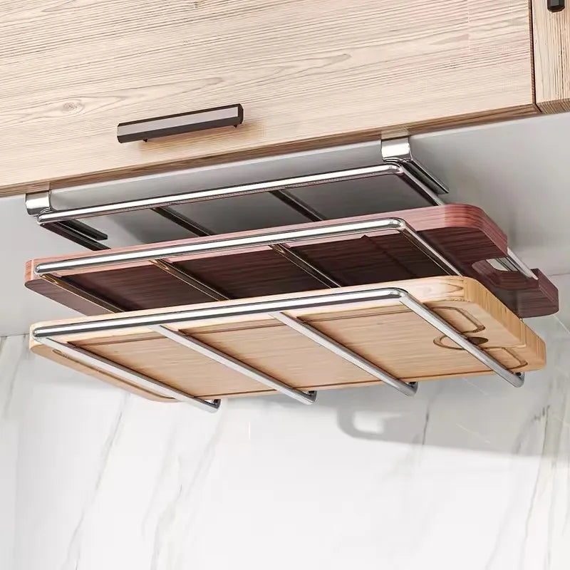 Under-Cabinet Chopping Board and Pot Lid Rack