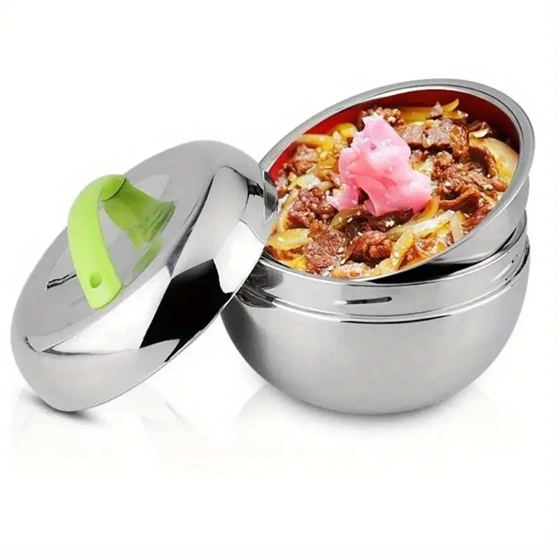 Insulated Stainless Steel Apple Lunch Box with Partition and Lid, 0.8, 1 or 1.3 L