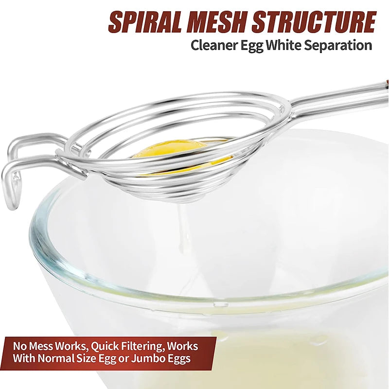 Stainless Steel Egg Separator with Long Handle, Egg Yolk and White Divider