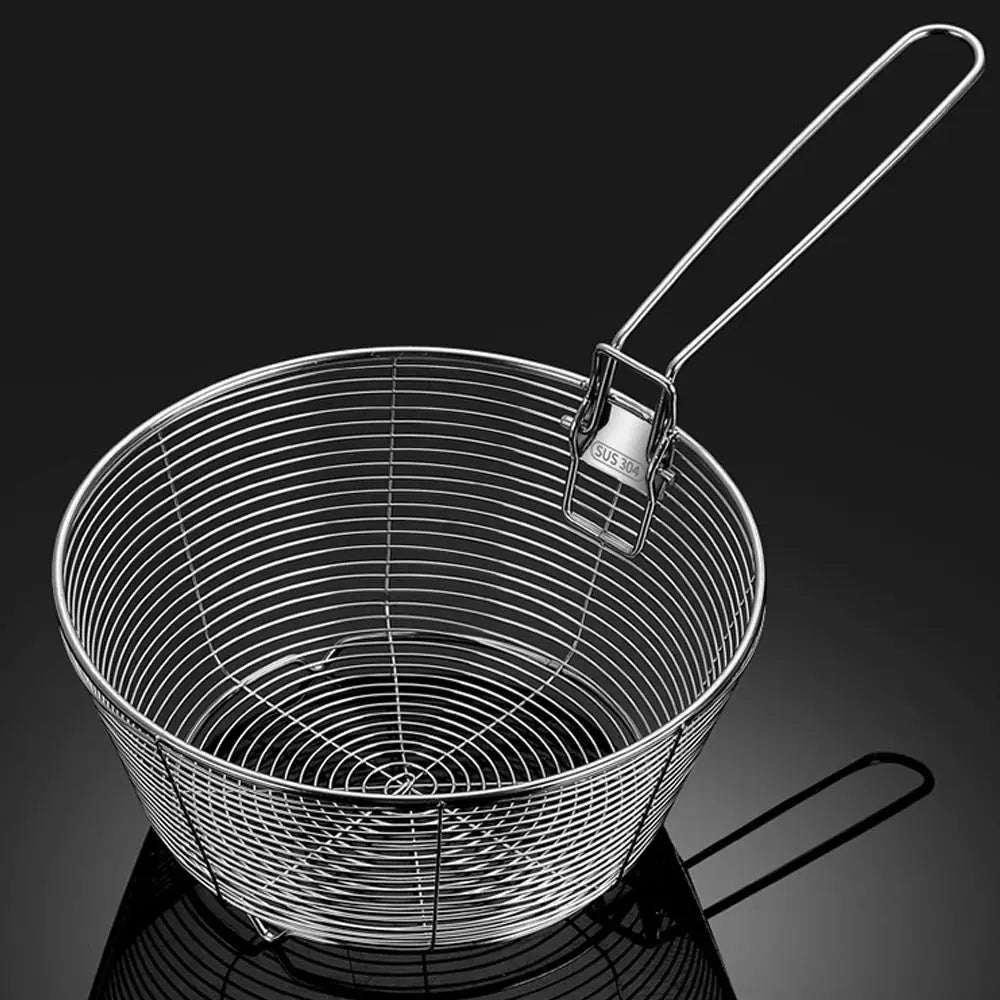 304 Stainless Steel Deep Fry Basket with Folding Handle