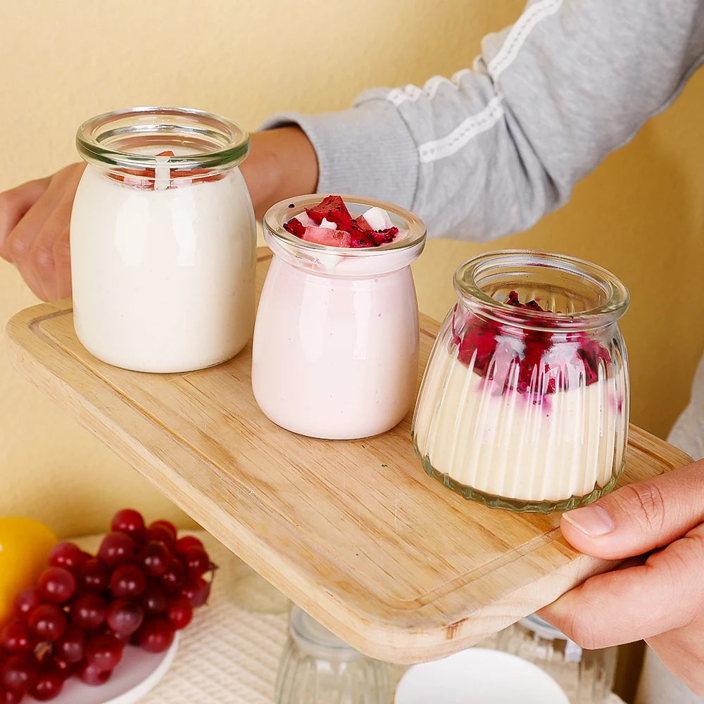 Baking Glass Bottles with Lid Honey Yogurt Pudding Glass Bottle DIY Wishing Bottle Mini Cup Jelly Milk Food Storage Container