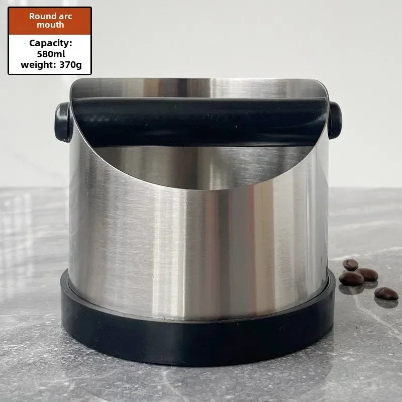Stainless Steel Coffee Knock Box with Non-Slip Rubber Ring