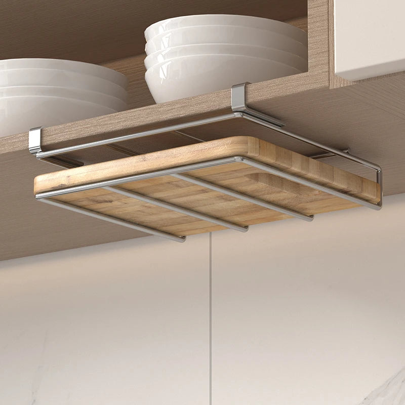 Under-Cabinet Chopping Board and Pot Lid Rack
