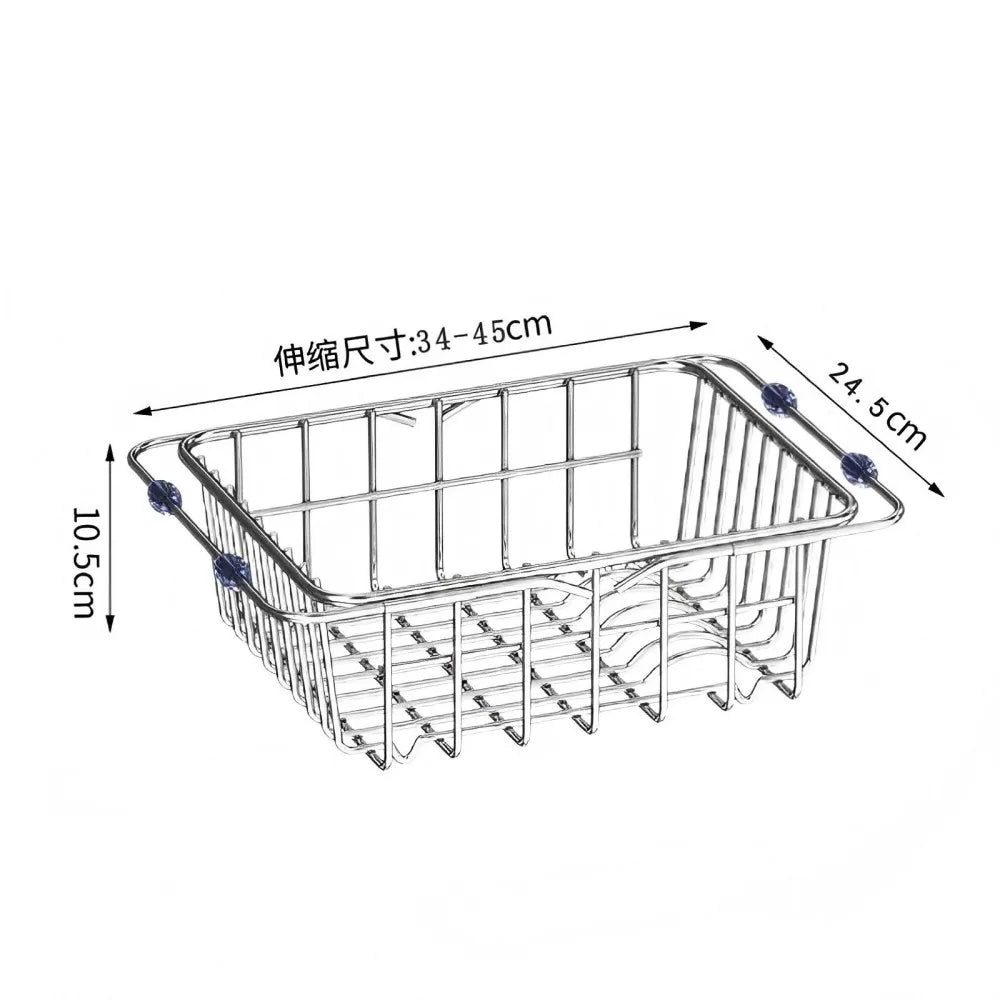 Telescopic Stainless Steel Dish Drying Rack for Over the Sink