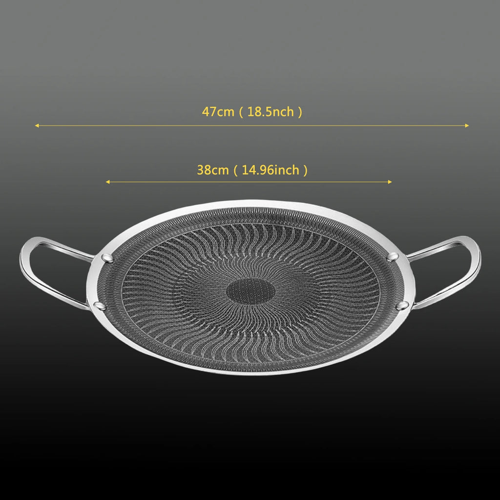 Stainless Steel BBQ Grill Pan for Camping & Home, Compatible with Induction, Gas