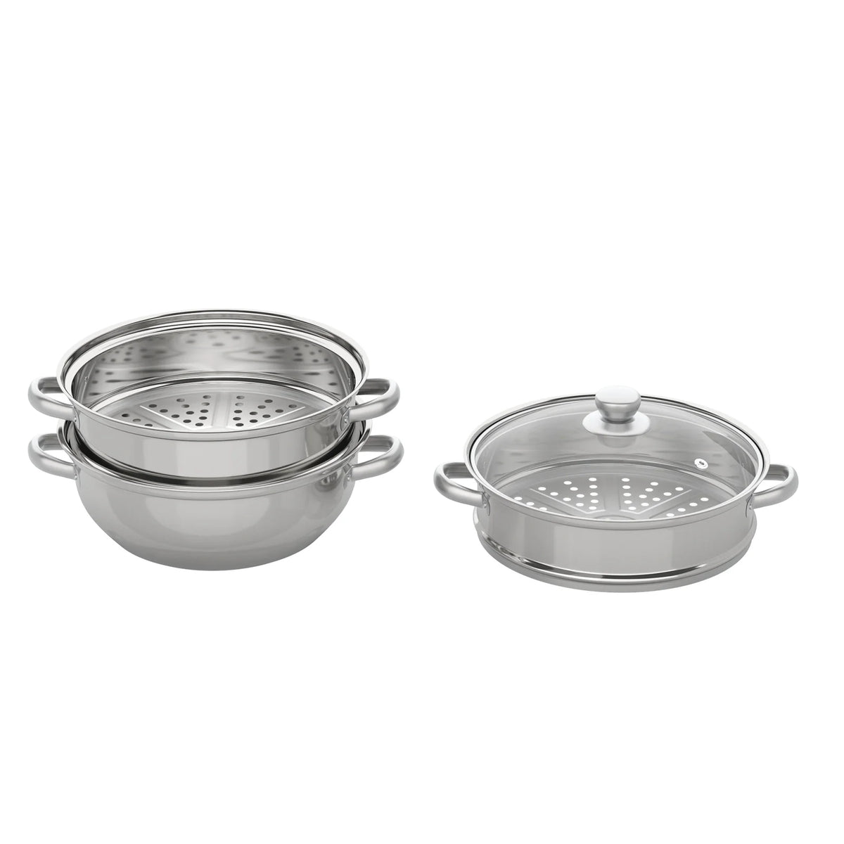 11 Inch 3-Tier Stainless Steel Food Steamer Pot with Lid