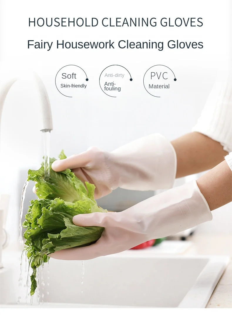 Waterproof Latex Dishwashing Gloves, Thin Household Rubber Cleaning Gloves, S, M or L