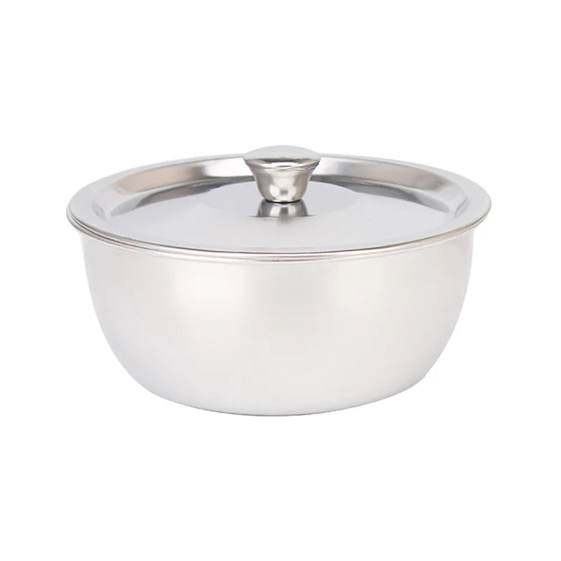 Stainless Steel Steamed Egg Bowl Ramen Rice Fruit Salad Stew Bowls with Lids Soup Cup Food Container Kitchen Tableware Supplies