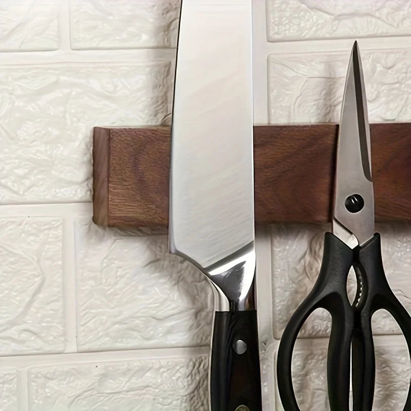 Walnut Wood Magnetic Knife Holder, 16 inch (40 cm) Wall-Mounted Knife Strip