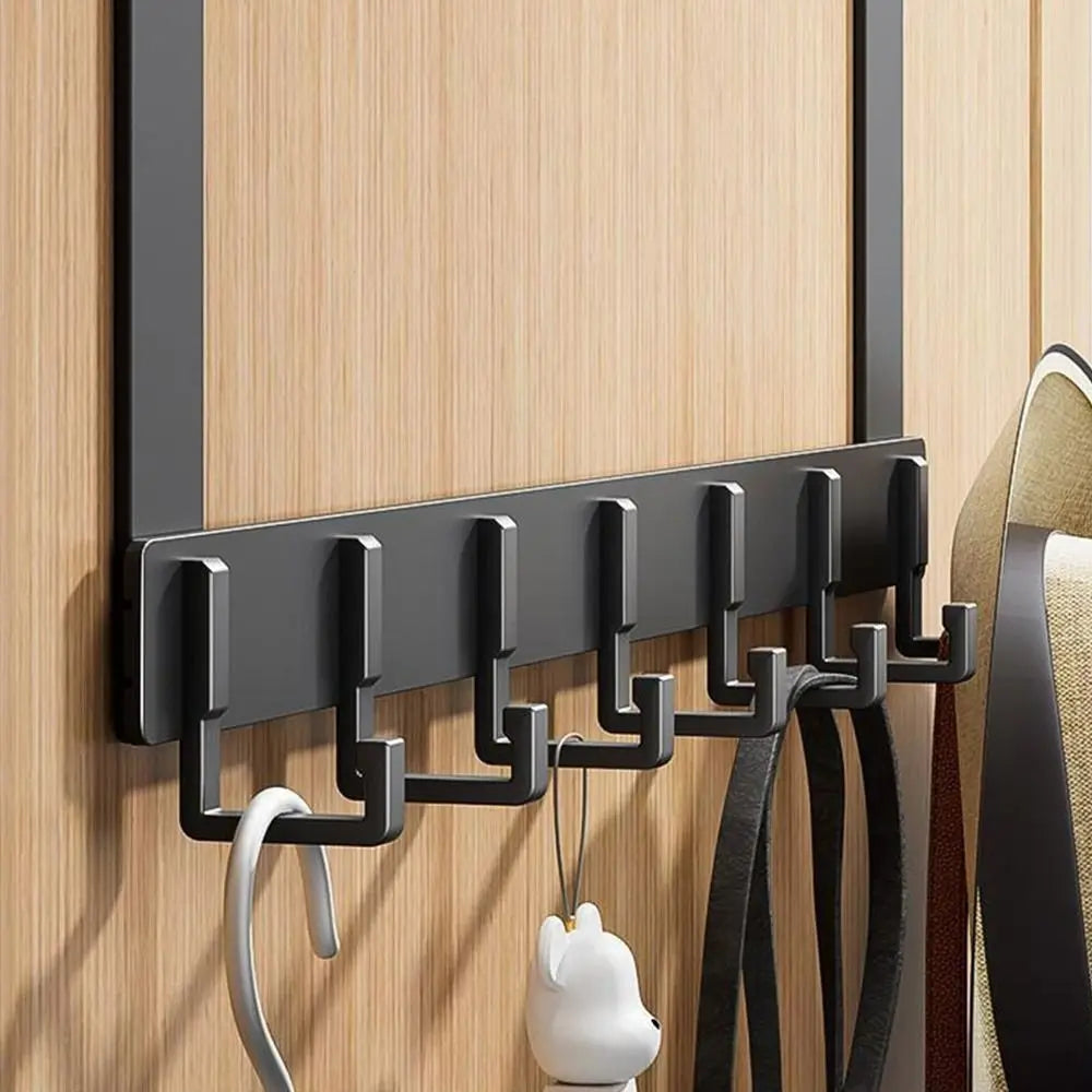 Over-the-Door Hook Rack, 6 Hooks for Coats, Hats and Towels