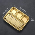 4 Grid 304 Stainless Steel Food Tray Oil Drain Barbecue Sauce Snack Trays Divided Dinner Tray Lunch Fruit Snack Container