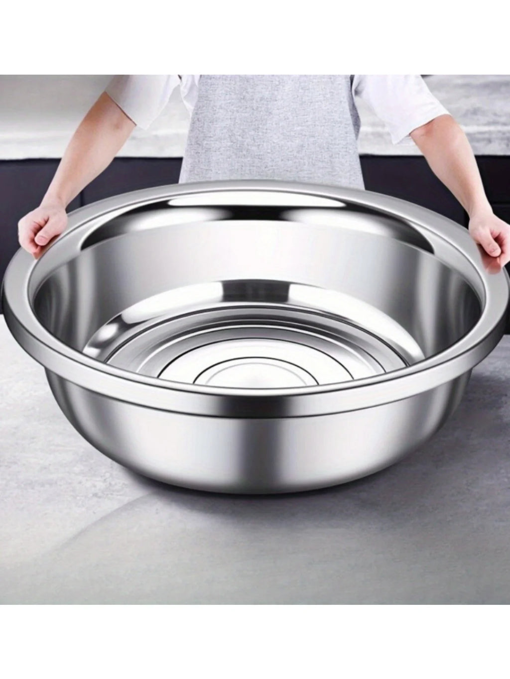 Oversized 36 cm Stainless Steel Mixing Bowl, Large Salad and Washing Bowl, 1 or 2 Pack