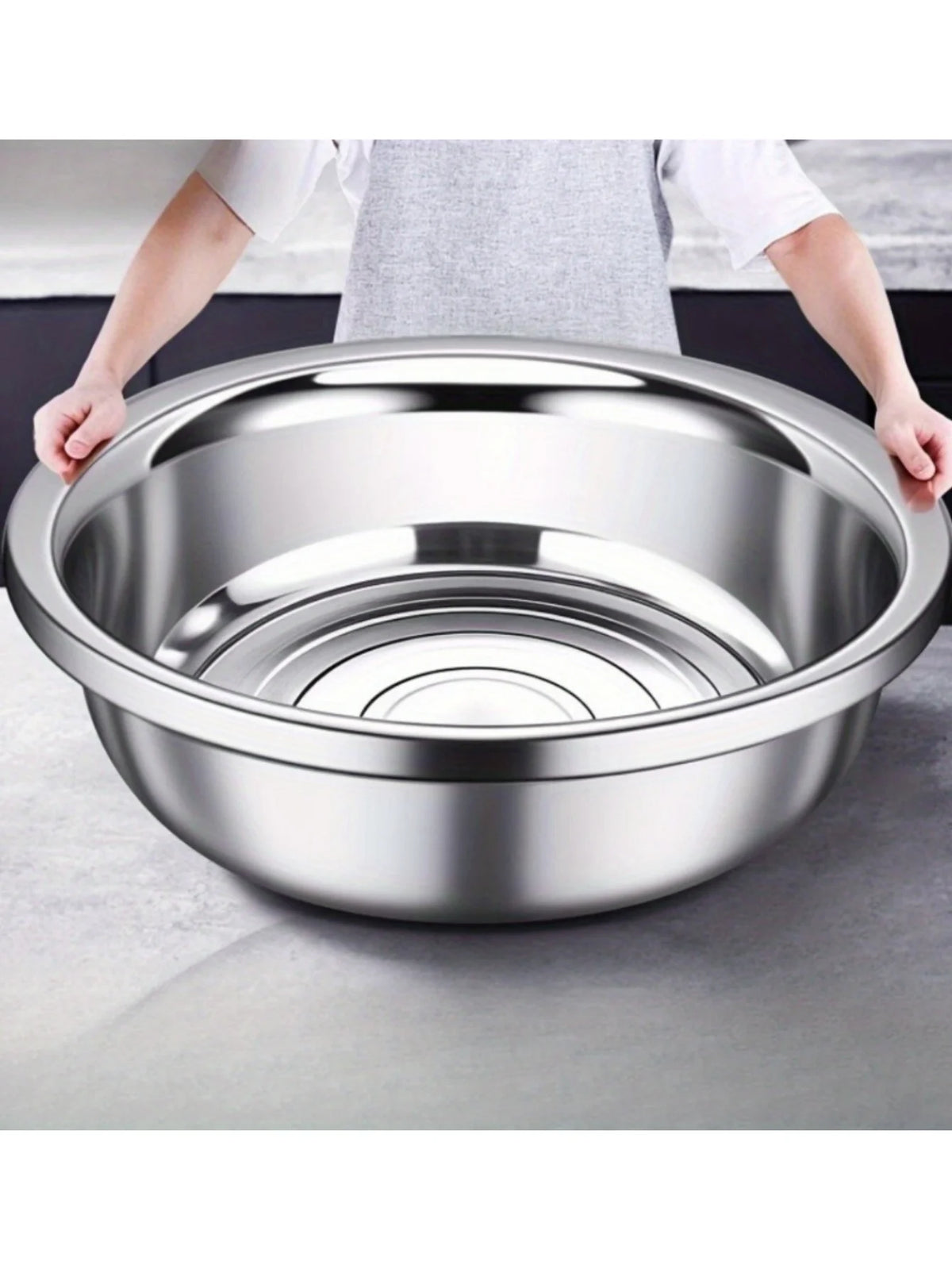 Oversized 36 cm Stainless Steel Mixing Bowl, Large Salad and Washing Bowl, 1 or 2 Pack