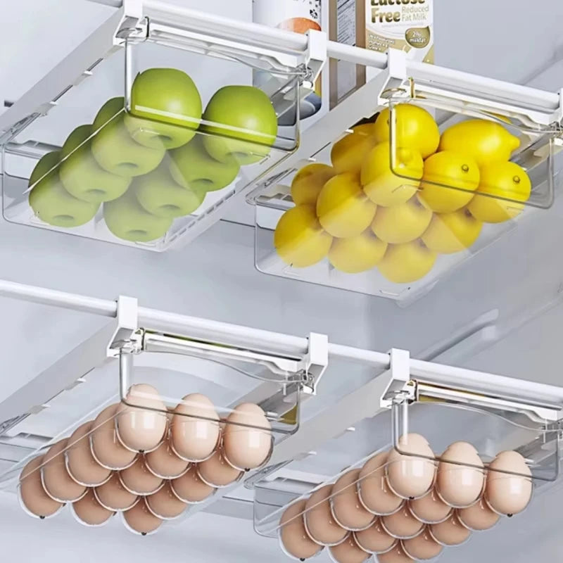 New Refrigerator Drawer Style Food Storage Box, Fruit Packaging Machine, Shelf Support, Sliding Plastic Cooking Container