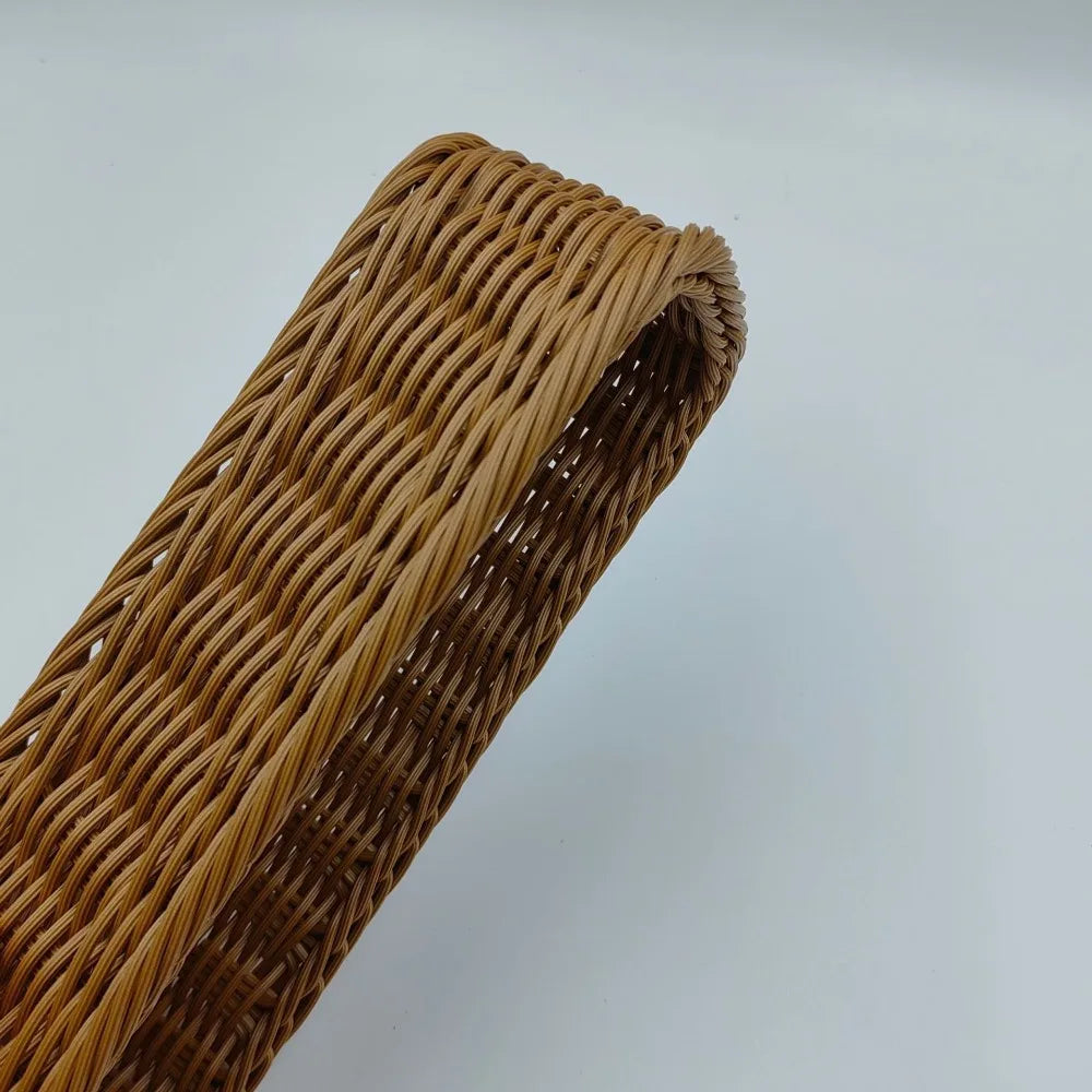 Faux Rattan Plastic Storage Basket Tray, Bread and Fruit Serving Basket, 3 Sizes