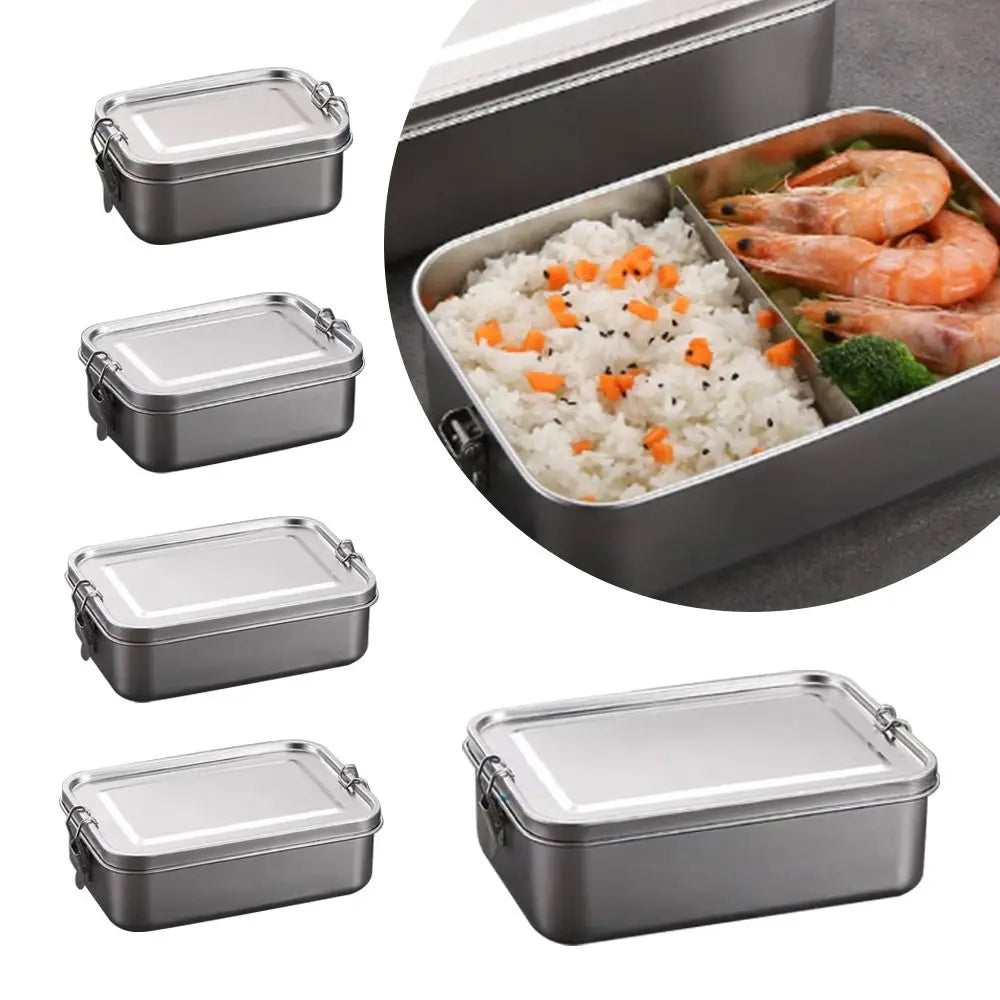 Stainless Steel Square Bento Box with Lid, Leak-Proof Lunch Container, 550 to 2400 ml