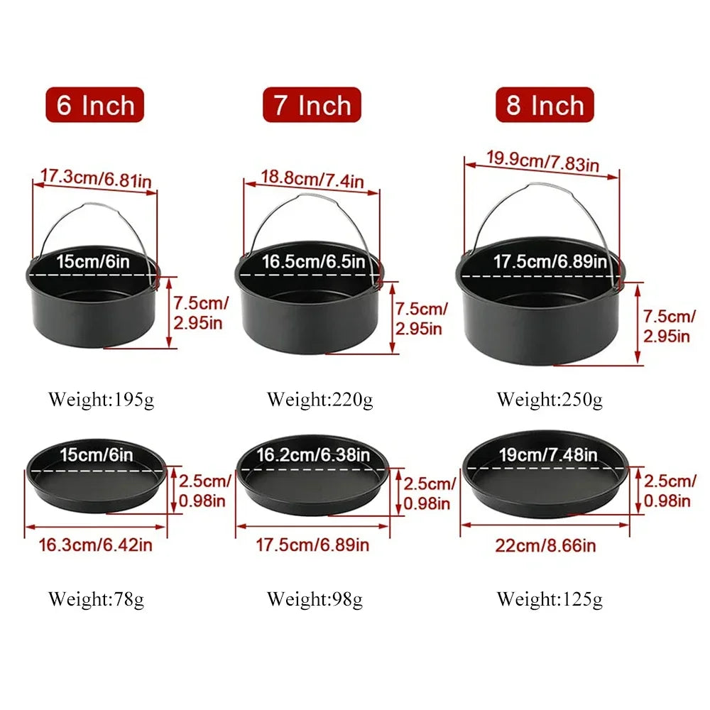Round Nonstick Cake Mould Pan with Handles, 6, 7 or 8 Inch, for Oven and Air Fryer