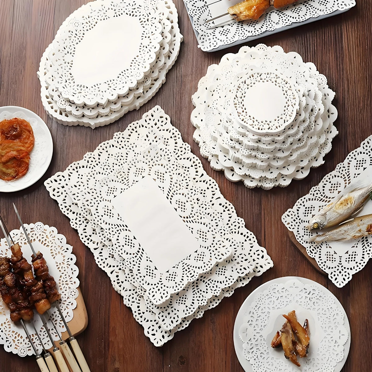 Paper Doilies, Round, Oval or Rectangular, 50 or 100 Pack