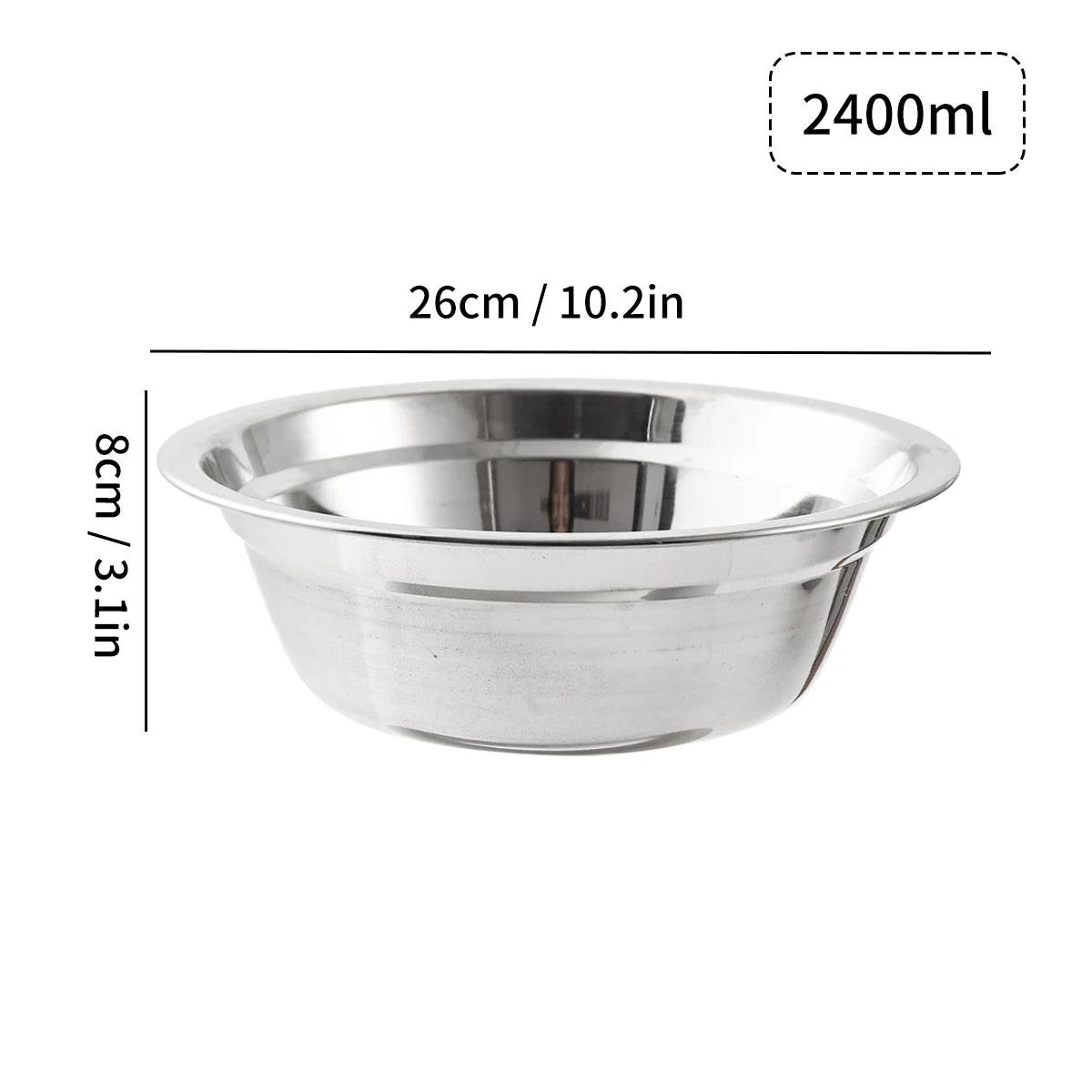 304 Stainless Steel Mixing Bowl, 14 to 26cm