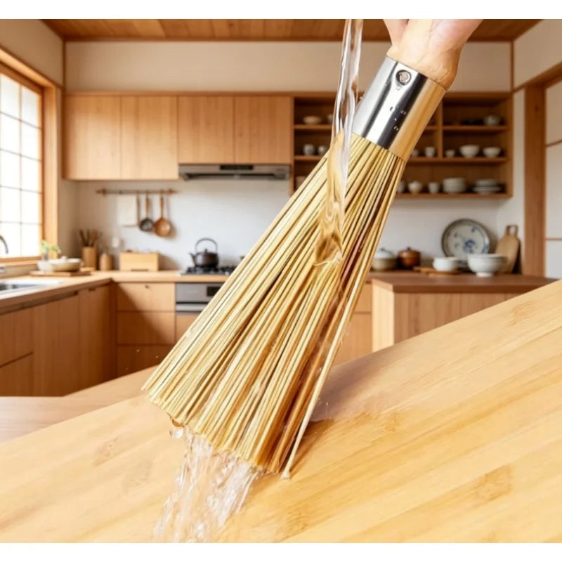 1Pc Bamboo Dish Brush Oil-Resistant, Stain-Removing Pot Scrubber Handcrafted Wooden Handle Kitchen Cleaning
