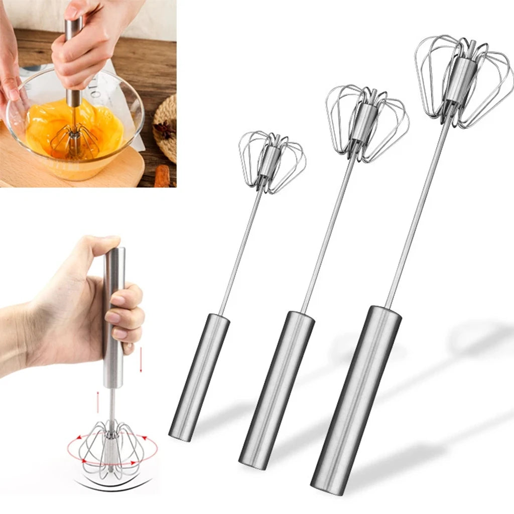 Semi-Automatic Stainless Steel Hand Whisk, Push Action