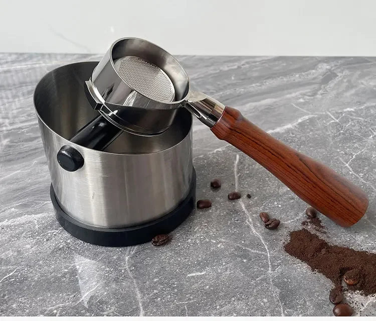Stainless Steel Coffee Knock Box with Non-Slip Rubber Ring