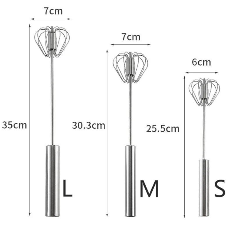 Semi-Automatic Stainless Steel Hand Whisk, Push Action
