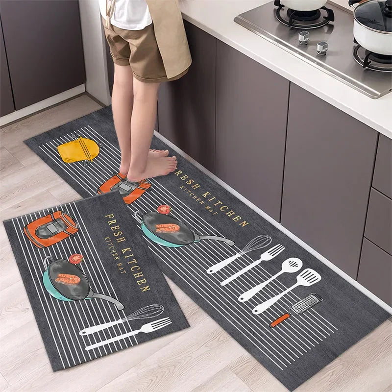 Soft Washable Kitchen Floor Mat and Runner, Anti-Slip, 40 to 160cm
