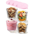 4/6PCS Small Glass Bowl with Lid Clear Stripe Glass Container Stackable for Desserts Puddings Sauces Dips Nuts Oats Candy Sweets